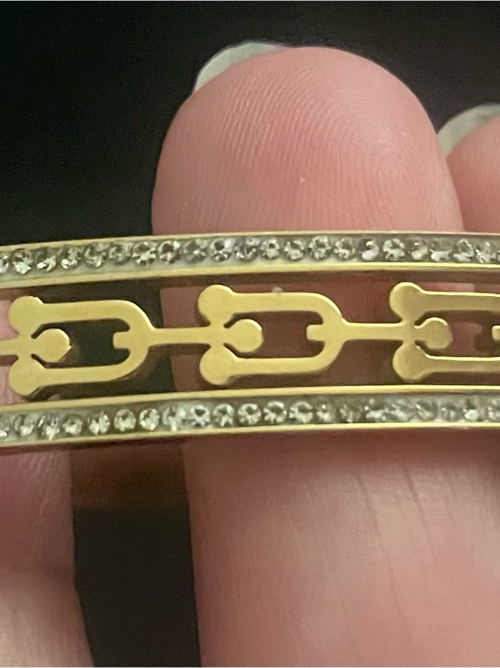 Women Gold-Tone Chain Link Bangle Bracelet with Crystal Accents -